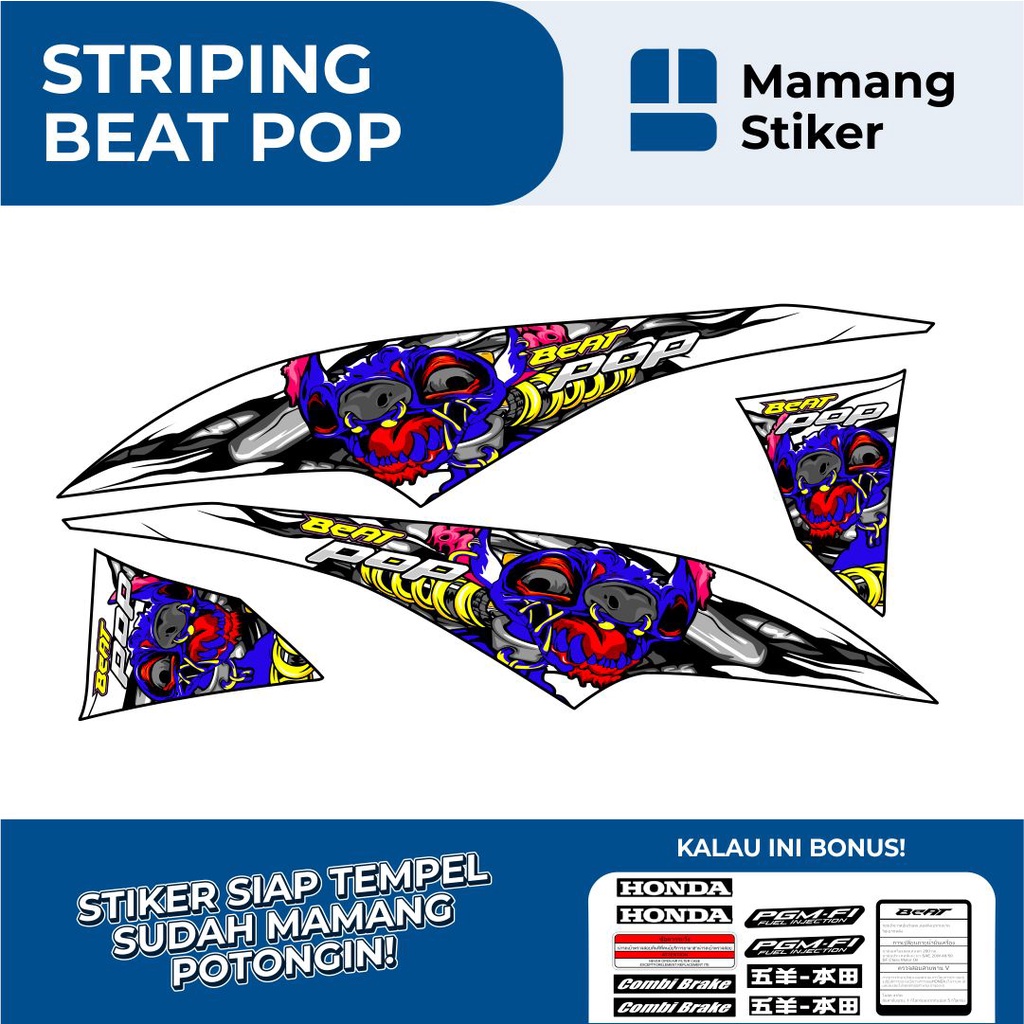 STRIPING HONDA BEAT POP FULL BODY VARIASI 14 STITCH ZOMBIE/STIKER BEAT POP FI ORIGINAL/STICKER BEAT 