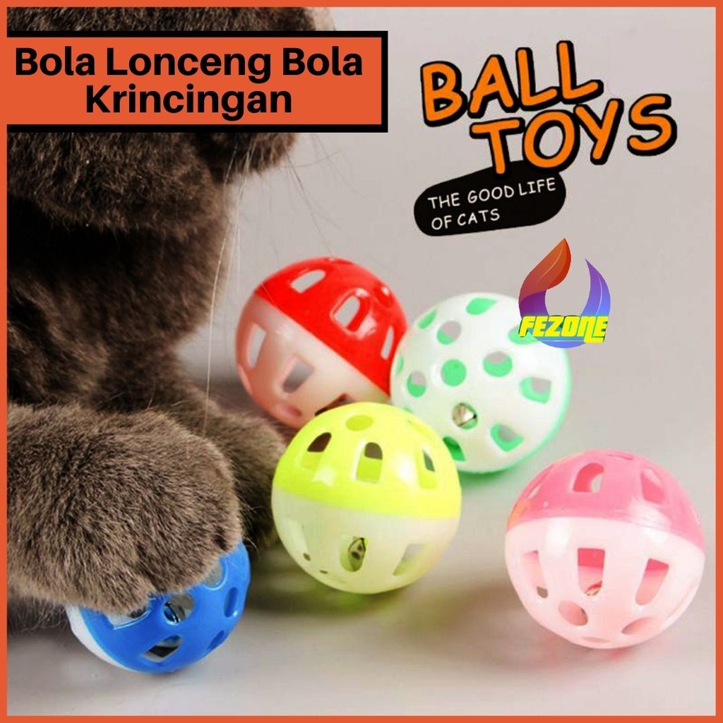 Mainan Bola Warna Berlonceng Hewan Peliharaan Bola Kerincingan Mainan Gigit Pet Toys Teaser Mainan Hewan FEZONE