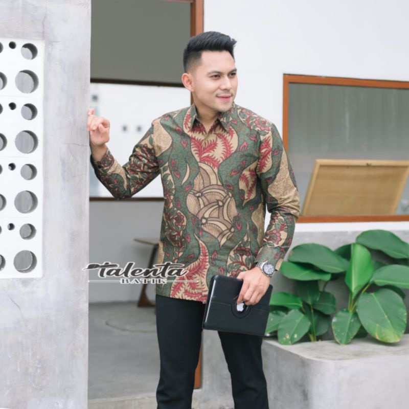 Baju batik pria kemeja batik pria cowok lengan panjang pekalongan G54