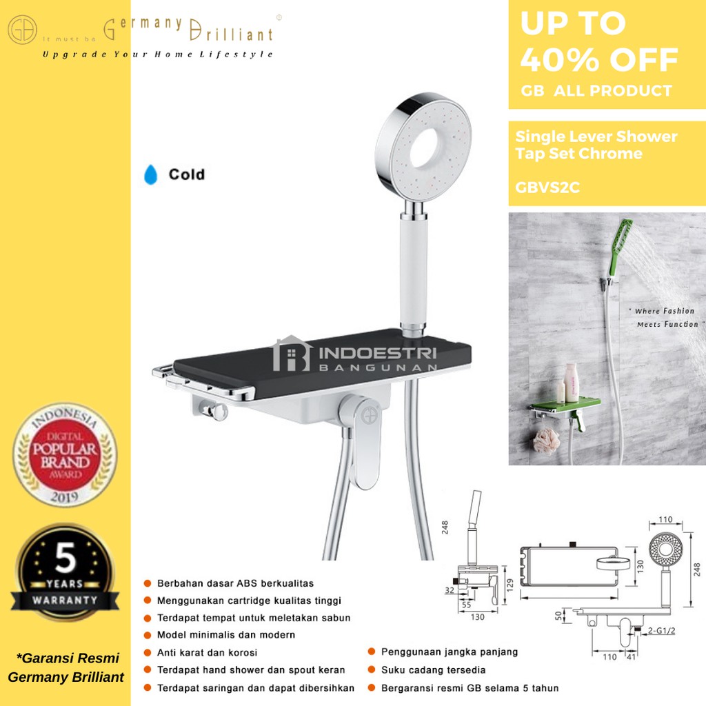 Germany Brilliant Kran Shower Set GBVS2C Chrome / Kran Hand Shower Set Germany Brilliant GBVS2C (Col