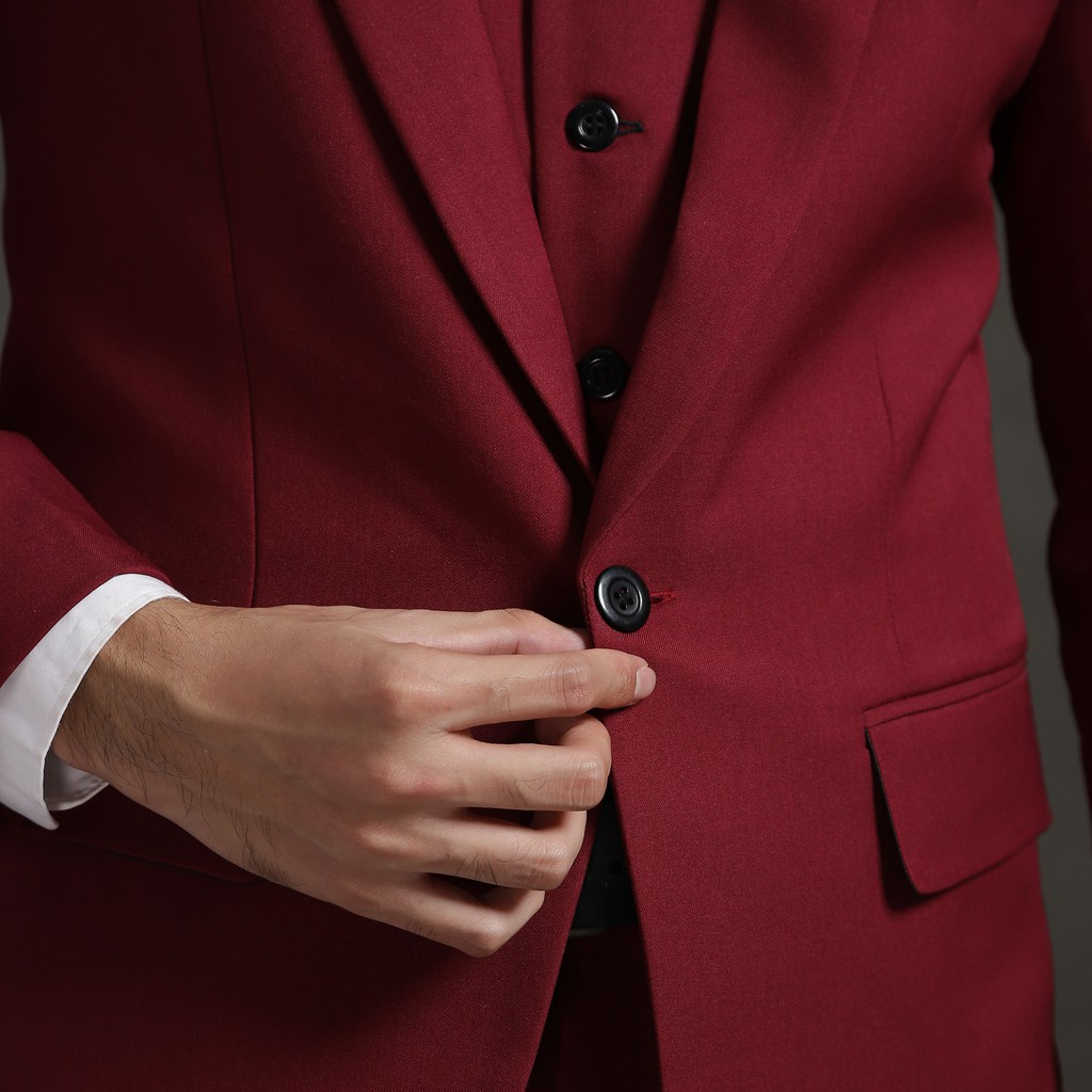 Setelan Jas Celana &amp; Rompi Pria Premium - Merah Maron - VENTE SERIES - GOLDY OUTFIT