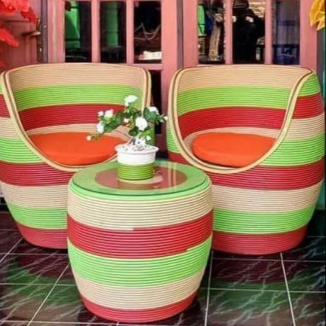 Kursi rotan sintetis 1 set free ongkir