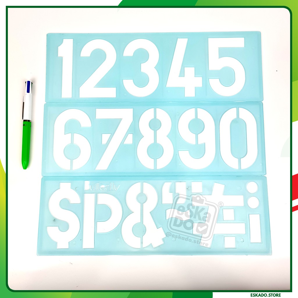 Lettering Stencil Set 100mm BUTTERFLY Stensil Cetakan Huruf Angka