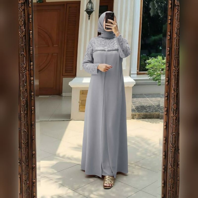 Baju Gamis Wanita Remaja Modern Terbaru 2022 Maxy Kaliste Model Elegan Trend Kekinian Kondangan Modi
