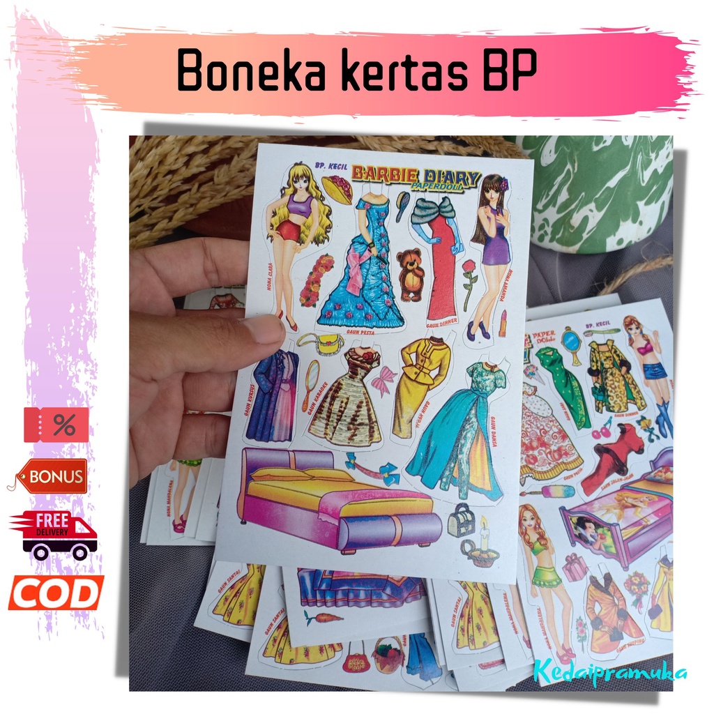 Jual Boneka Kertas Bongkar Pasang Mainan BP Paper Dolls Barbie Warna Pelangi Tema Modern Per