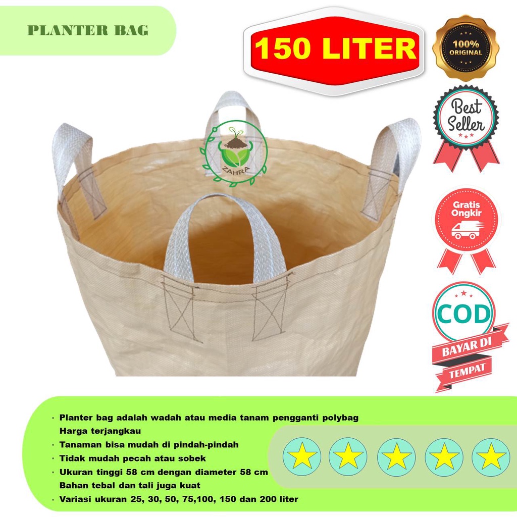 COD Zahra Planter Bag 8 Ukuran 150 Liter Planterbag Tahan Tahunan