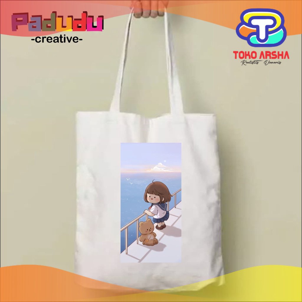 Tas Vintage anime doll aestetic Resleting Tas Totebag Tote Wanita | Pria Kpop Cartoon Anime