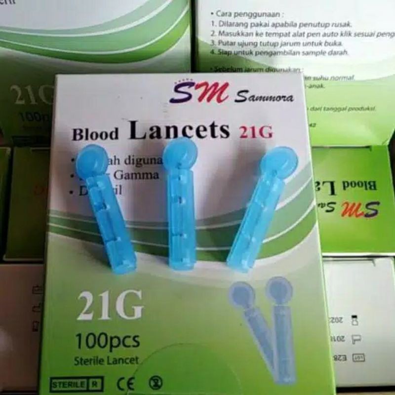 Blood Lancet 21G Sammora Isi 100 Jarum Bekam Samora 21G Ori