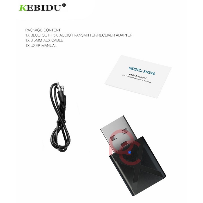 KEBIDU 2 in 1 USB Dongle HiFi Audio Bluetooth Transmitter &amp; Receiver - KN320 - Black