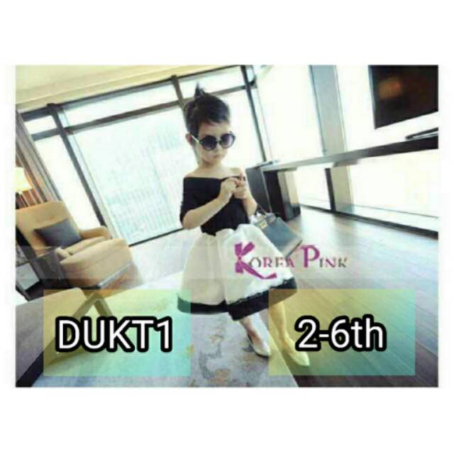 DRESS ANAK SABRINA KOREA KOREAN PINK HITAM PUTIH IMPORT NEW FASHION OK