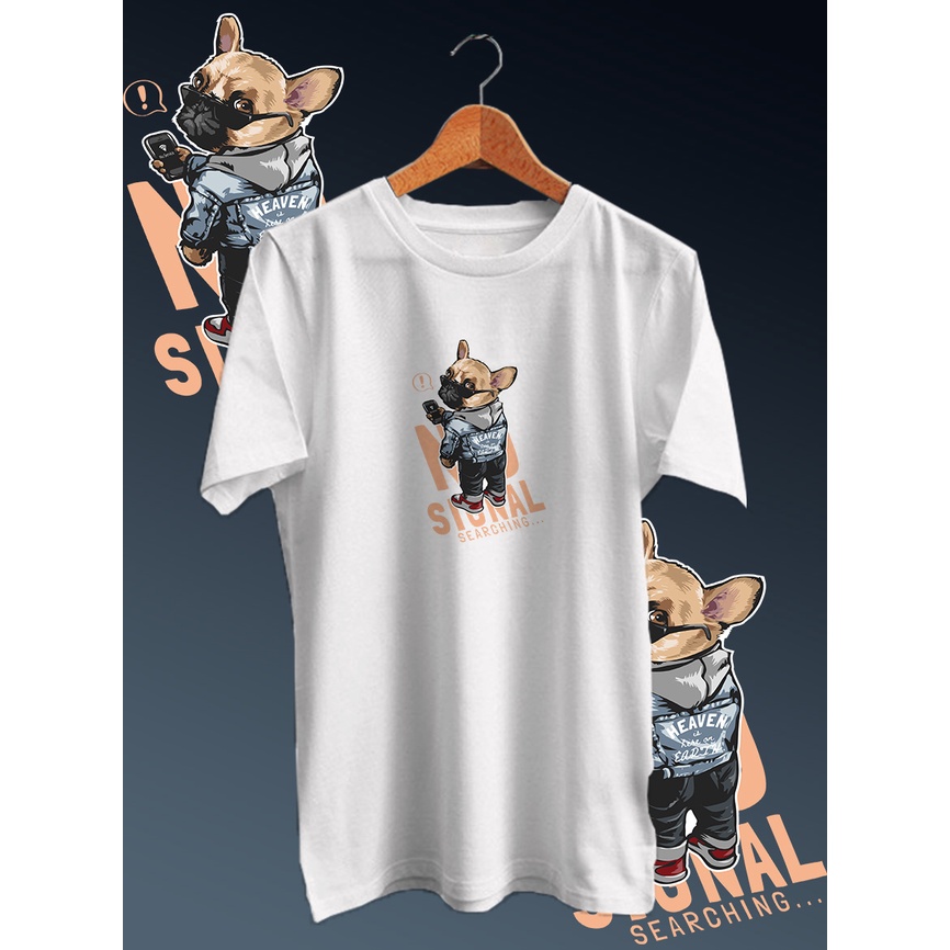 KAOS DISTRO PRIA COTTON COMBED 30S DEPAN /TSHIRT GAMBAR DIGITAL FULLPRINT DOG NO SIGNAL NECK/LENGAN PENDEK