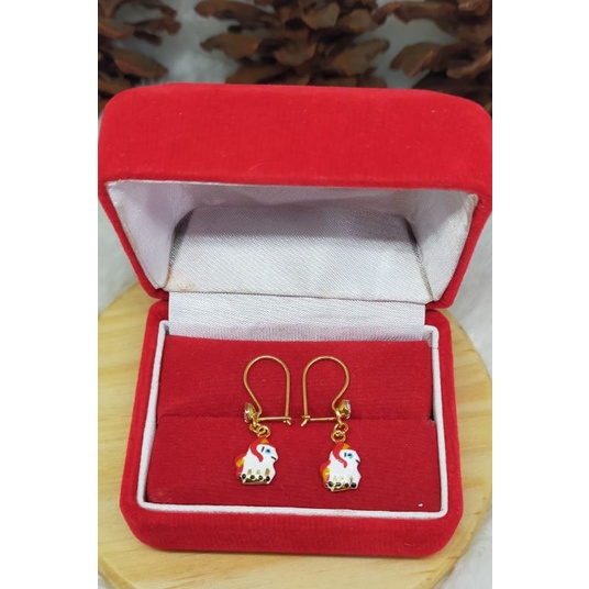 Anting gantung Little Pony Cat, Perak 925, Sepuh Emas kuning