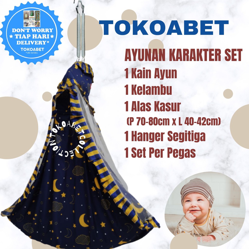 SET Ayunan Kain Karakter Manual Per Hanger Perlengkapan Tidur Bayi NEW VARIAN TOKOABET