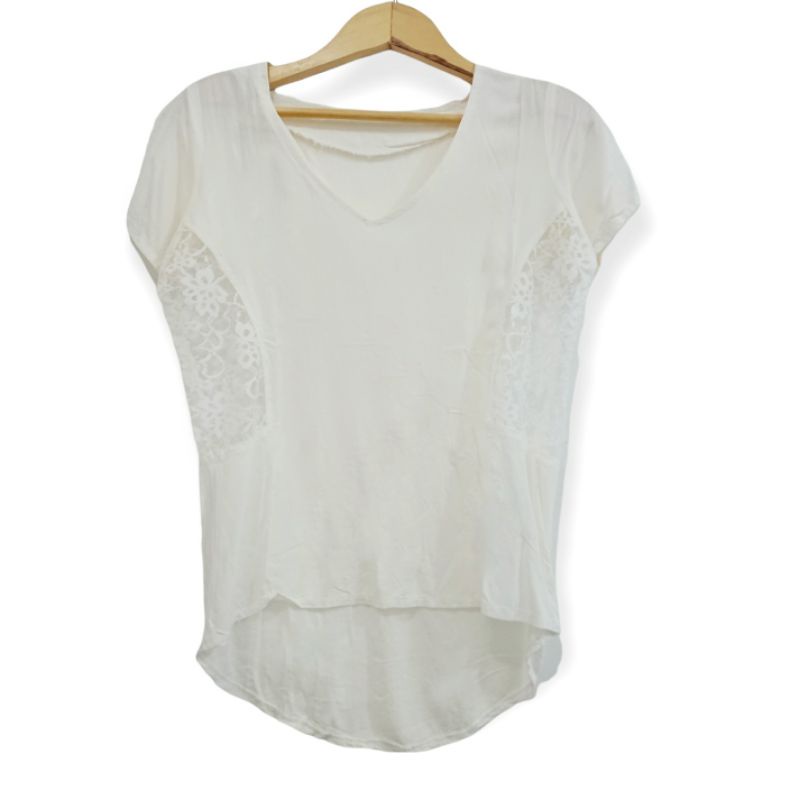 BLOUSE BRUKAT BROKEN WHITE KATUN RAYON LD 90 LENGAN PENDEK OLSHOP B6