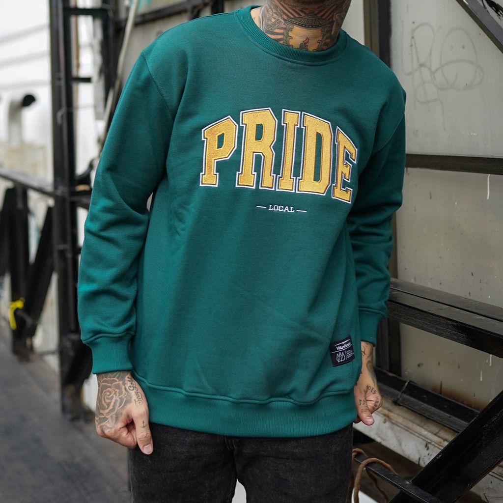 Warplane Crewneck Green Bordir Pride / Wrpln atasan pria/Switer Bordir/sweater Dewasa