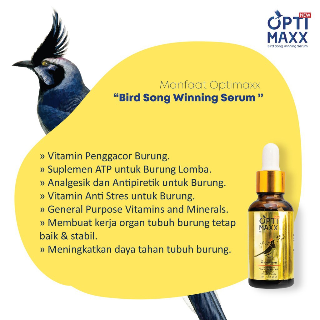 Vitamin Burung Optimaxx - Serum Gacor Suplemen Penggacor Suara Lovebird Murai Batu - Kicau Mania