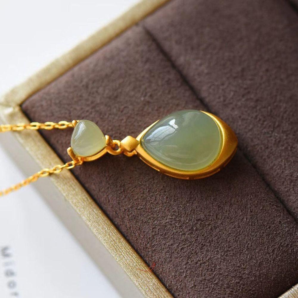 Mxbeauty Hetian Jade Choker Elegan Dingin Fashion Gadis Hadiah Adjustable Beruntung Klavikula Rantai