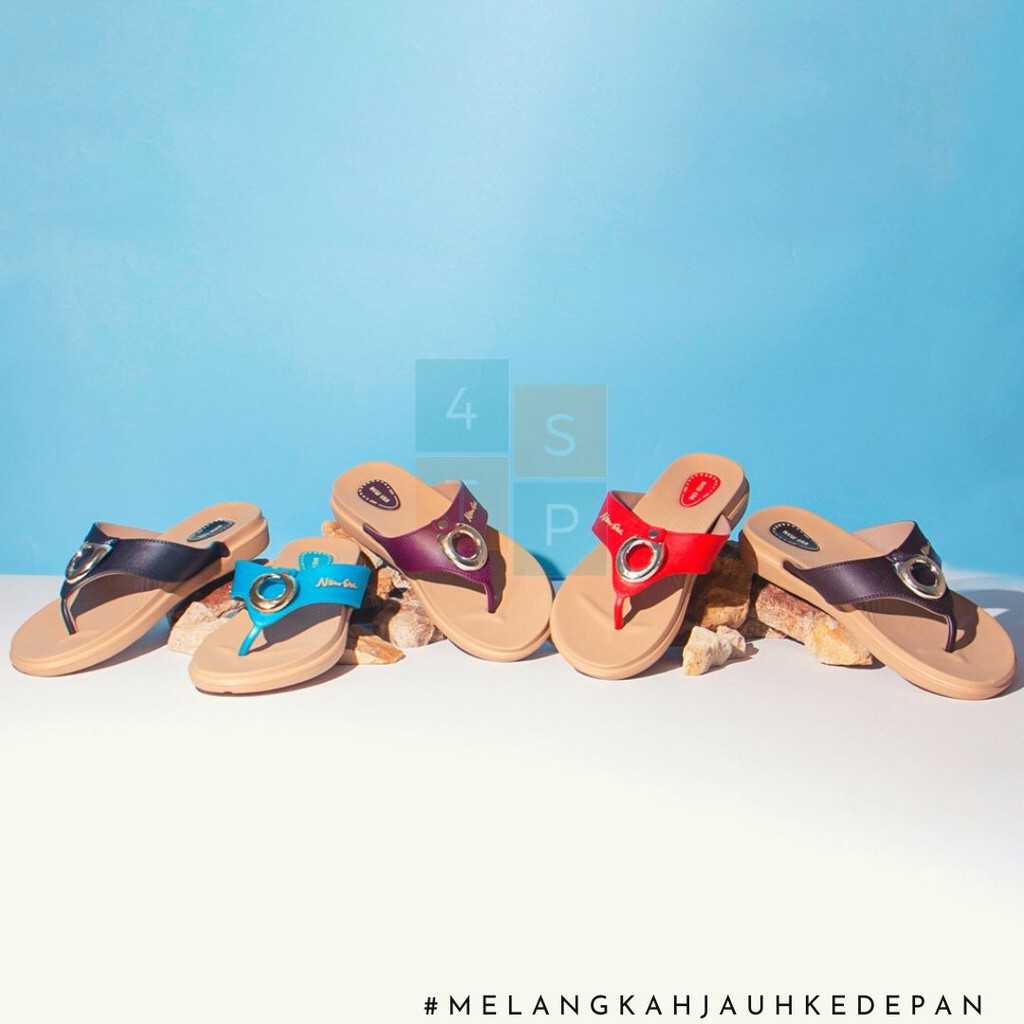 New Era - Sandal Jepit Wanita Tali Warna Sendal Karet Wanita Empuk Original