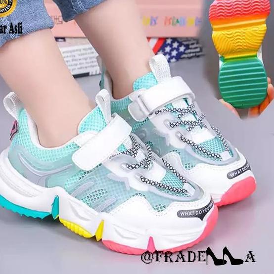 Penjualan Terbanyak.. Fradella Shoes Sepatu Sneakers Anak Wanita Mesh Joging AS 151