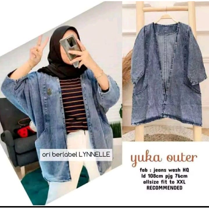 [COD] outer // cardiga // kimono jeans // denim blazer jumbo wanita // lengan panjang // oversize // murah // kekinian