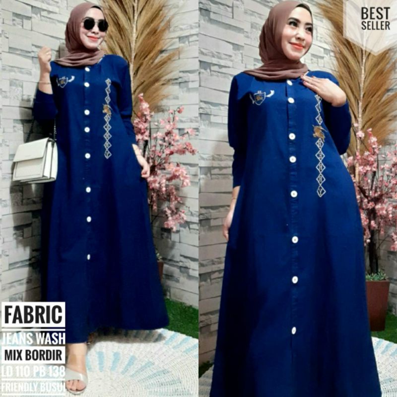 Baju Gamis Wanita Jeans /Bahan jeans /Dress Jeans/Gamis Levis