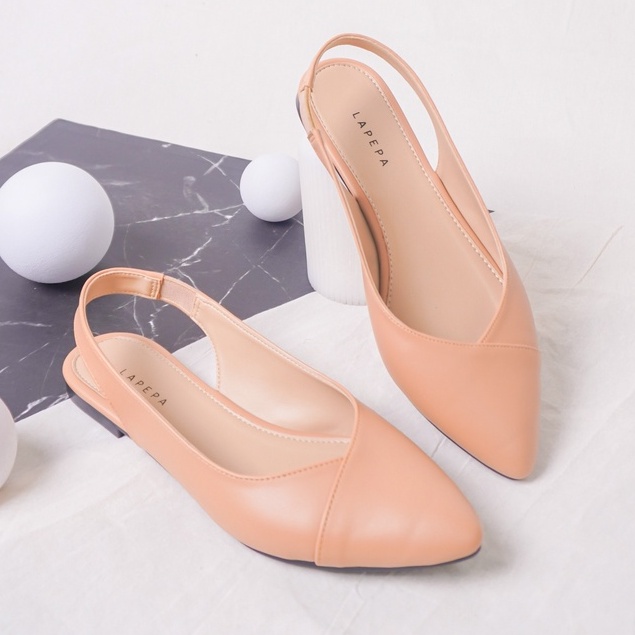 LAPEPA STORE - FREYA Light Brown Sepatu Flat Shoes Wanita | sepatu kerja kantoran wanita hak rendah 