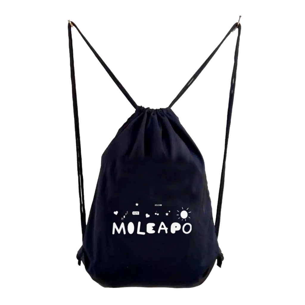 Totebag / Stringbag Motif Tulisan Mileapo bahan drill hitam Raikantopeni Thailand merchandise thai actor Kinnporsche series