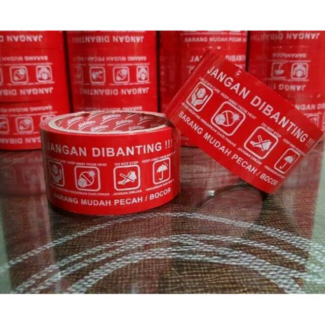 

Packing Lakban FRAGILE Isolasi Lem Selotip Warna Merah Tape Online Set