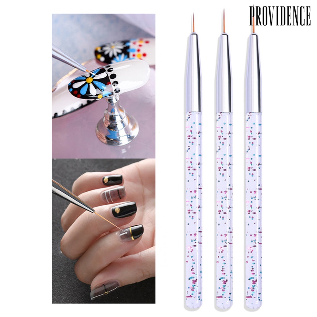 Providence 3Pcs/Set Nail Painting Pen Colorful Surface Ergonomics Handle Ultra Thin Flower Design Stripes Lines Liner DIY Drawing Pen for Manicure