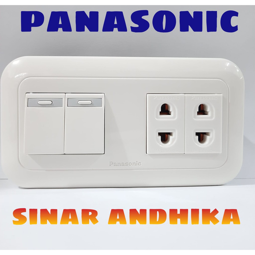 SAKLAR SERI KECIL + STOP KONTAK DOUBLE UNIVERSAL PUTIH PANASONIC WEJ 78049 3119