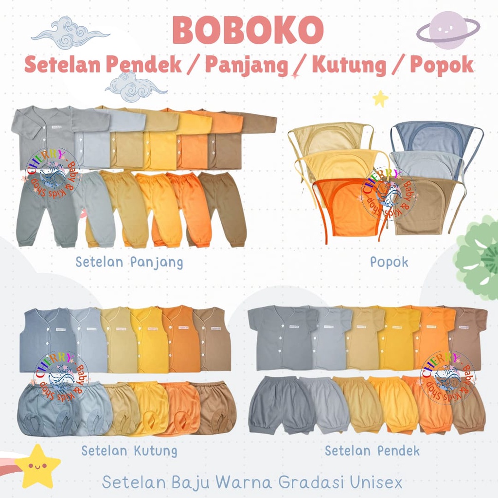Setelan 0-4 Bulan Boboko Setelan Pendek Panjang Kutung Popok Bayi Murah CBKS