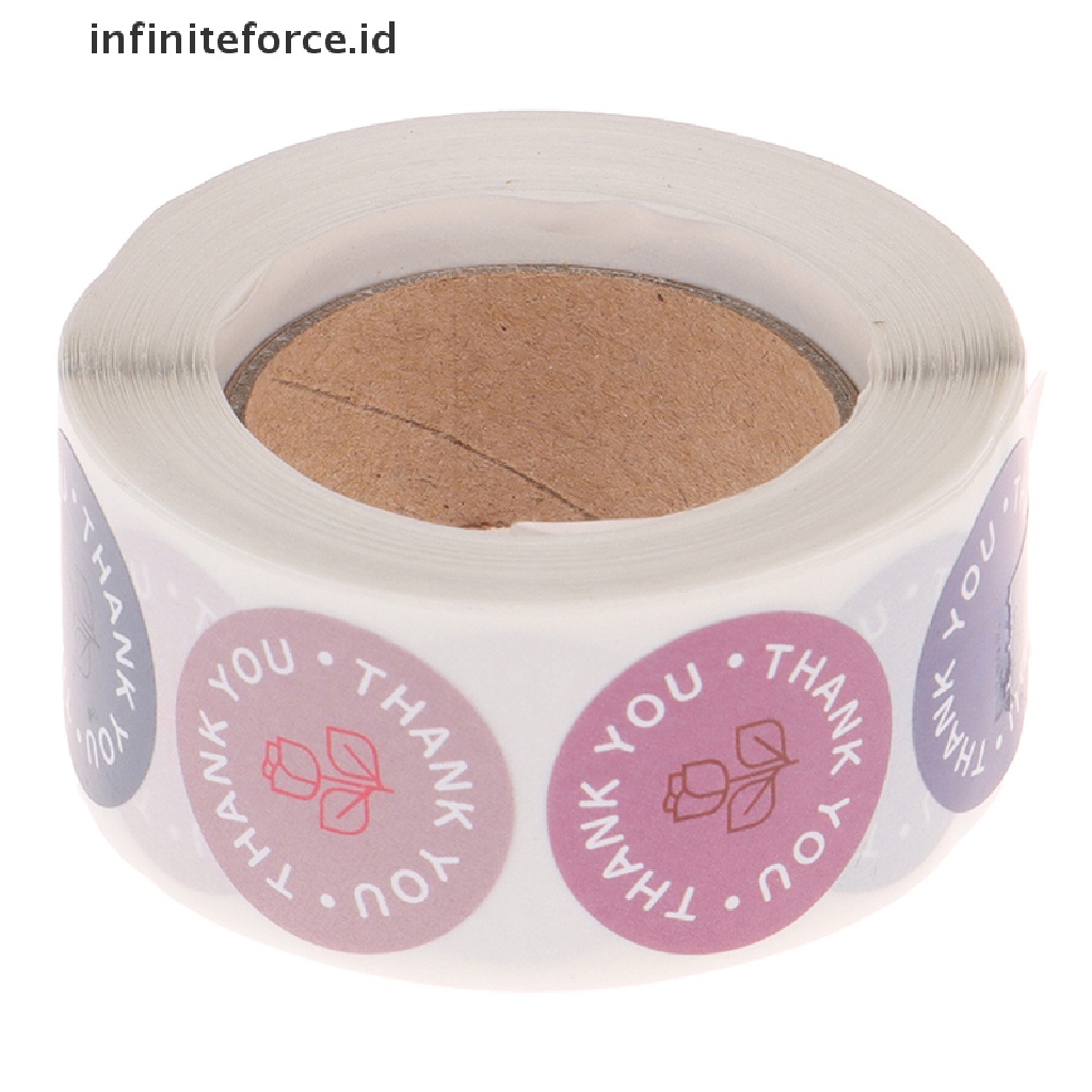 Infiniteforce.id 500pcs / Set Stiker Label Motif Bunga Tulisan Thank You Untuk Scrapbook / Hadiah