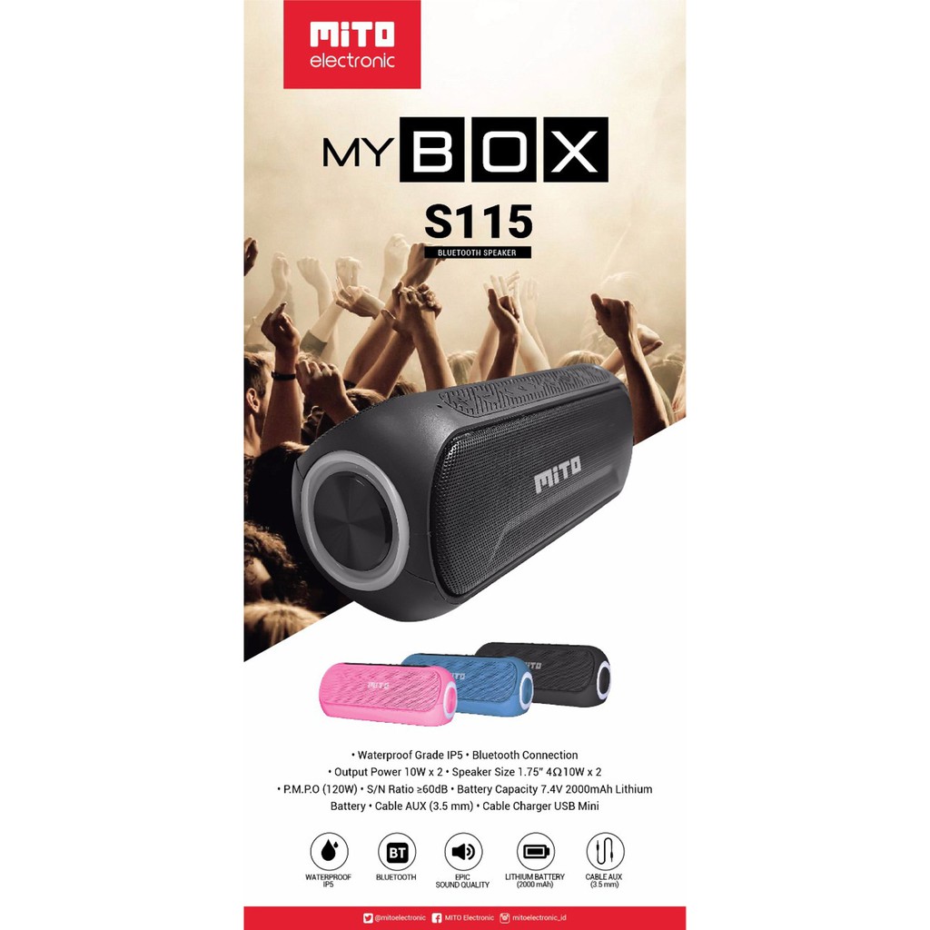 Mito Speaker multimedia MyBox S115 Portable USB Aux Bluetooth