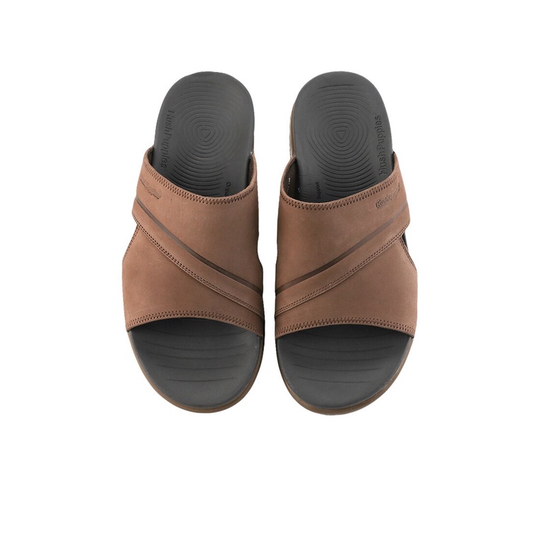 SANDAL SLIDE KULIT HUSH PUPPIES PRIA ORIGINAL BRANDED ASLI COKLAT HM24