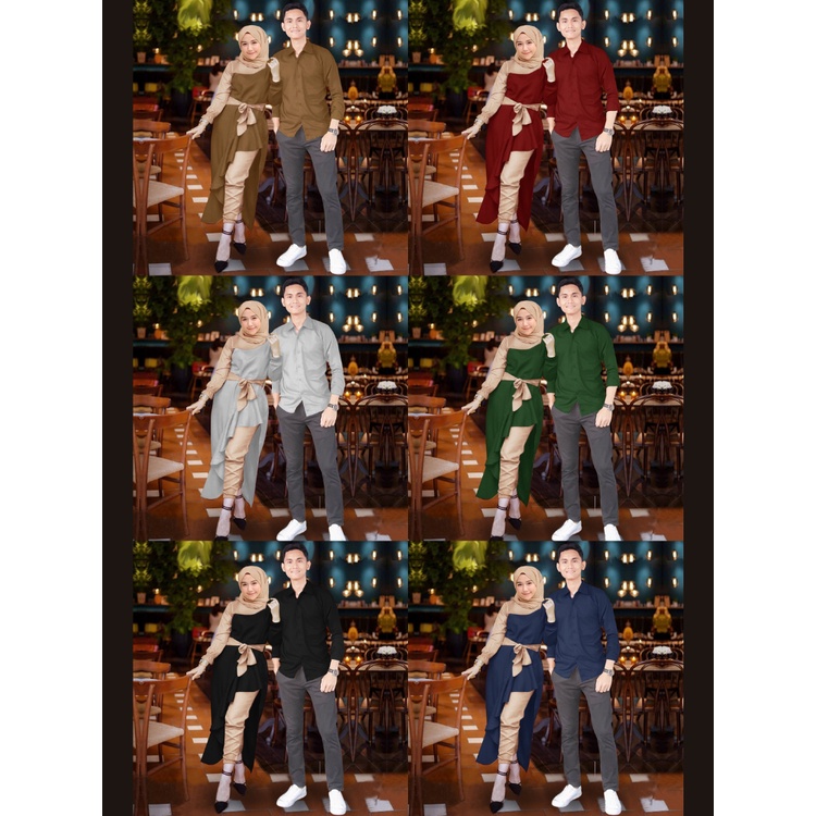 CP BEAVO | Baju Pasangan Muslim Modis / Setelan Tunik dan Celana Jogger Wanita