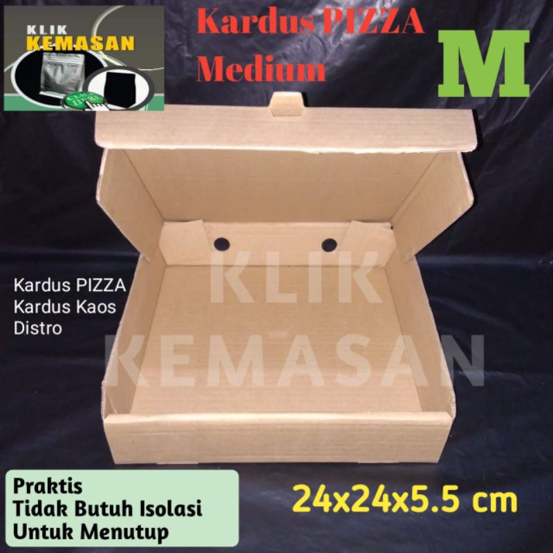 

KOTAK KARDUS BOX PIZZA M MEDIUM 24x24x5,5 cm COKLAT POLOS PACKING BAJU