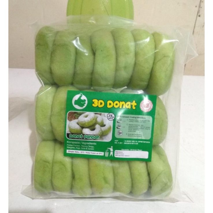 3D Donat Pandan free gula halus isi 20pc
