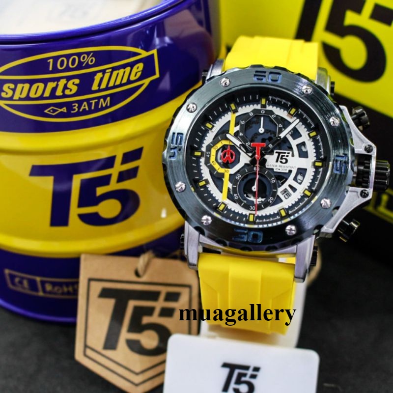 Jam T5 H3914 Original Cronograph tahan air jam tangan pria T5 H3914 Sporty rubber