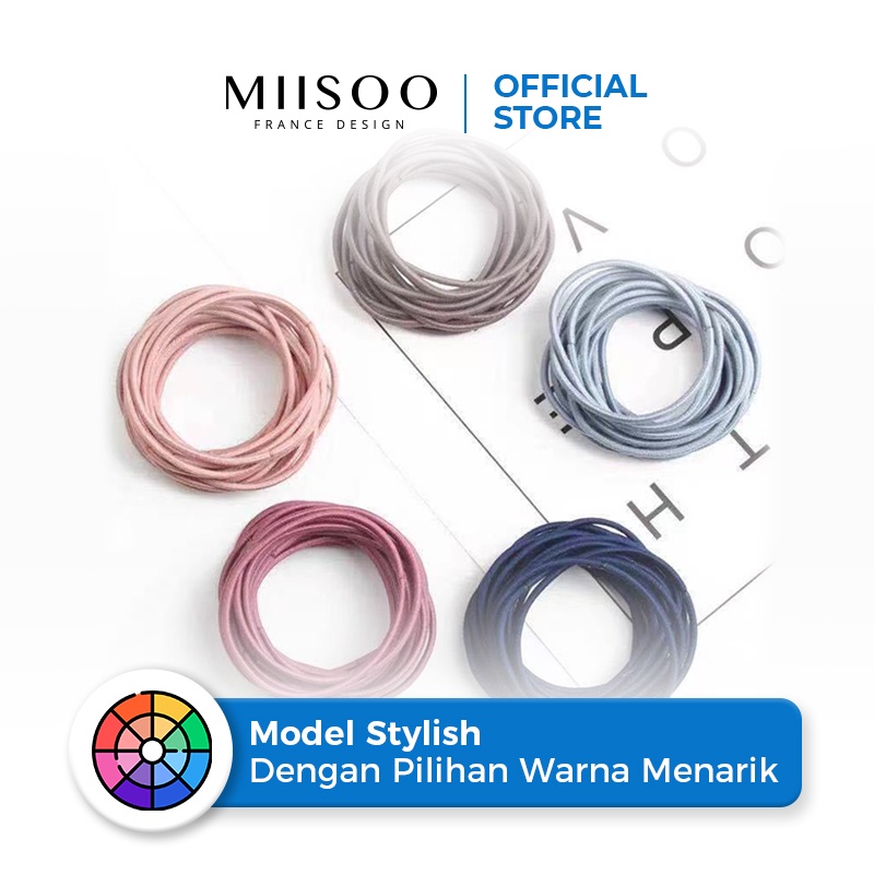 MIISOO Ikat Rambut isi 100pcs Style Korean Karet Rambut-3