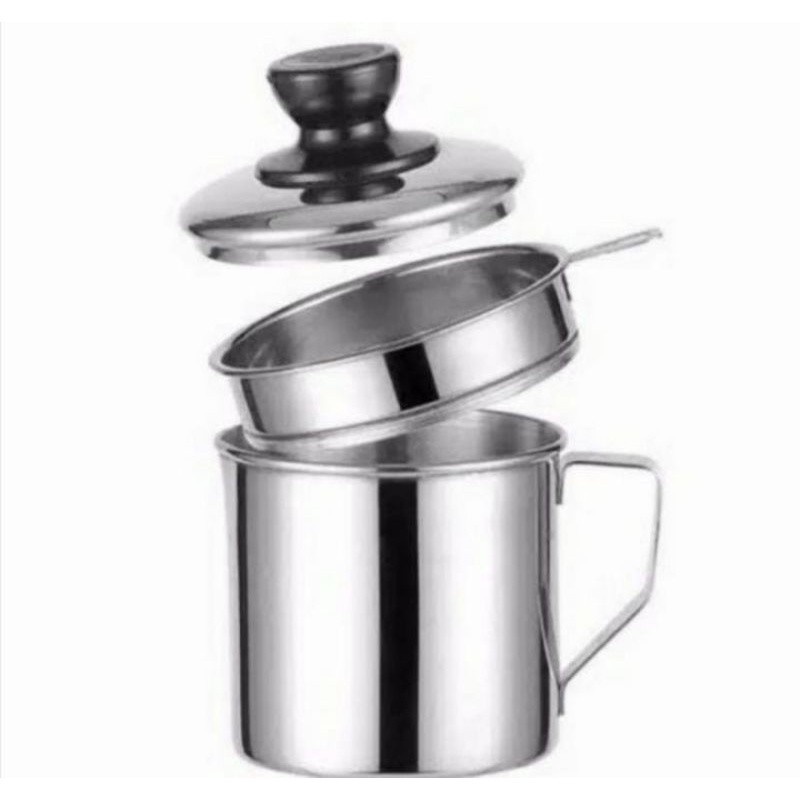 MUG SARINGAN MINYAK / OIL POT / TEMPAT SARINGAN STAINLESS 1.2L