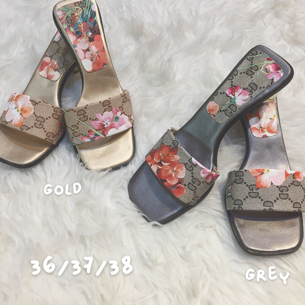 Gucci Heels Block Sepatu Hak Pendek Short Heels Wanita Chunky