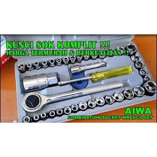 (100% BARANG ORI) Aiwa Kunci Pas 40 Pcs Multipurpose Socket Wrench Set 1/4 Ratchet
