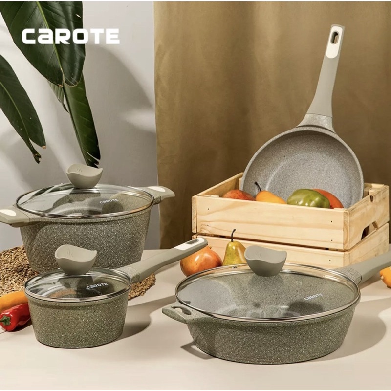 CAROTE TERRA GREEN 3 PCS (SET 1) FAMILY COMBO SET / BEBAS PFOA / ANTI LENGKET/ 5 LAYER /OIL LESS