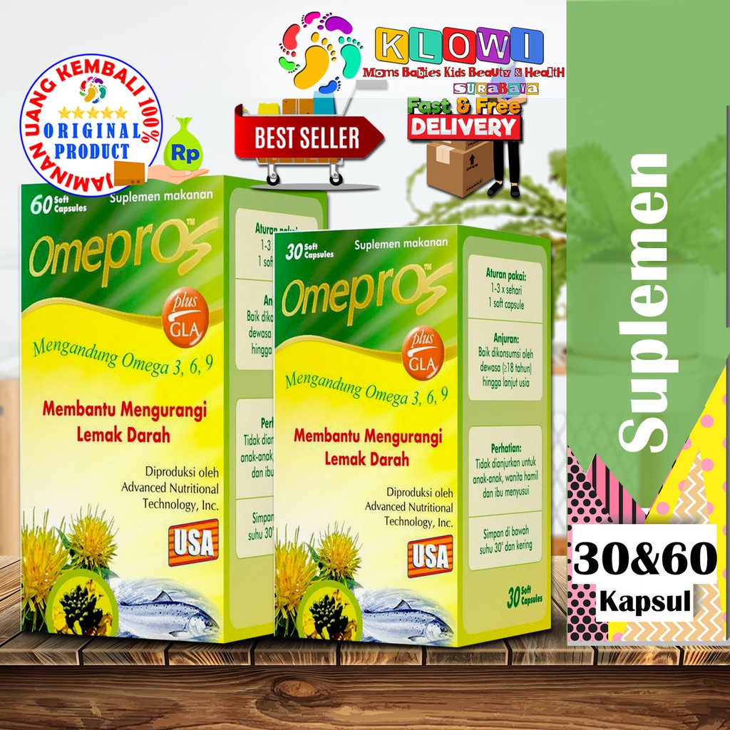 Omepros 30 &amp; 60  Softcapsul /Menurunkan Kolesterol /Mencegah Serangan Jantung dan Stroke/ Omepros 60