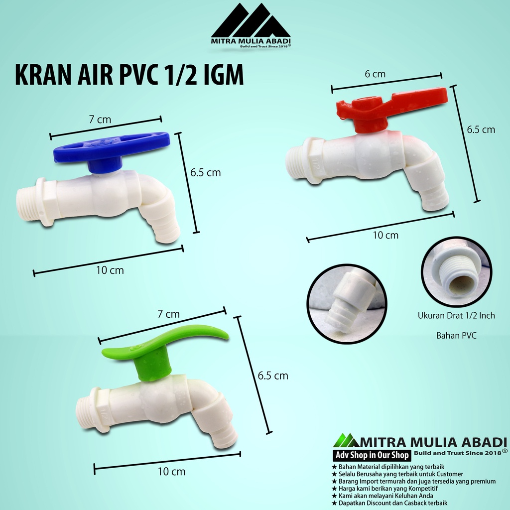 Kran Air IGM PVC Model Kapal Drat 1/2 Inch TANPA DRAT | Keran Tembok | Keran Kamar Mandi