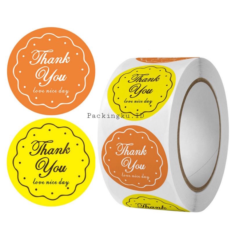 [Kecil 2.5cm] Sticker Label Thank You | Segel Roll 500 pc-ty J