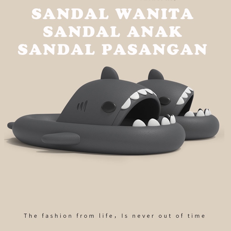 KOMIN-Sandal Hiu Kartun Sendal Shark Dewasa Sandal Rumah Wanita Eva Lembut Ringan Nyaman Sandal Pasangan Korea Selatan Dalam Kamar Mandi SIZE 24-41