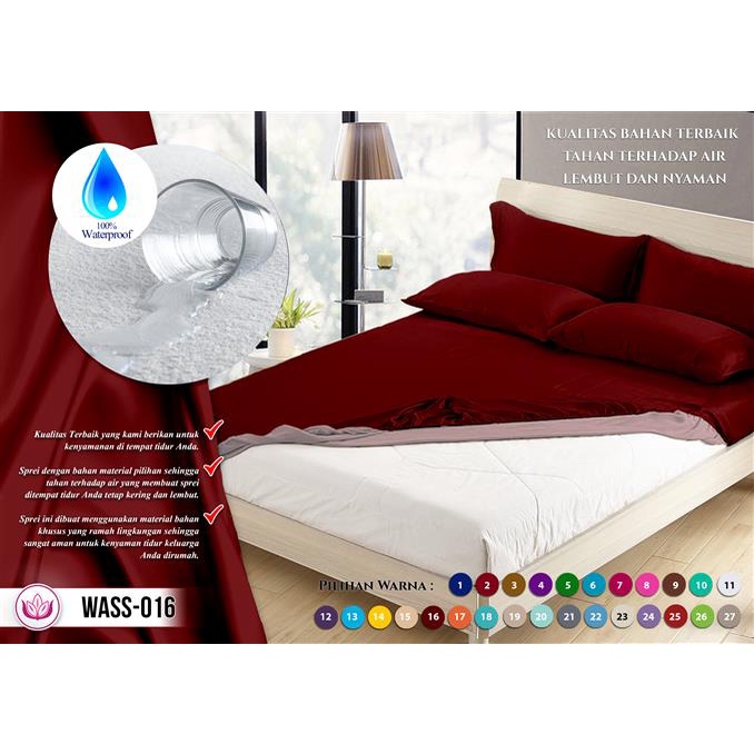 Sprei Waterproof Polos Marun Maroon Merah Anti Ompol Anti Air Ukuran 90 100 120 160 180 200 WP