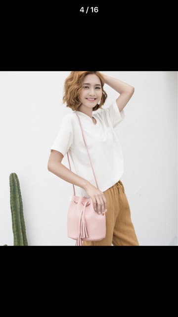 Tas slempang kulit fashion wanita model serut korean style women bag