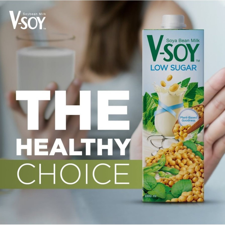 Vsoy Low Sugar 1Liter - VSOY Soya Susu Kedelai Low Sugar 1Liter UHT